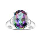 Sterling Silver Mystic Fire Topaz & Diamond Accent Oval Ring, Women's, Size: 6, Green