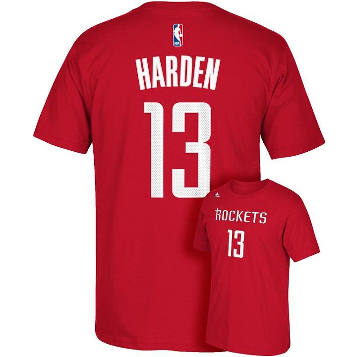 Men's Adidas Houston Rockets James Harden Name And Number Tee, Size: Xl, Red Other