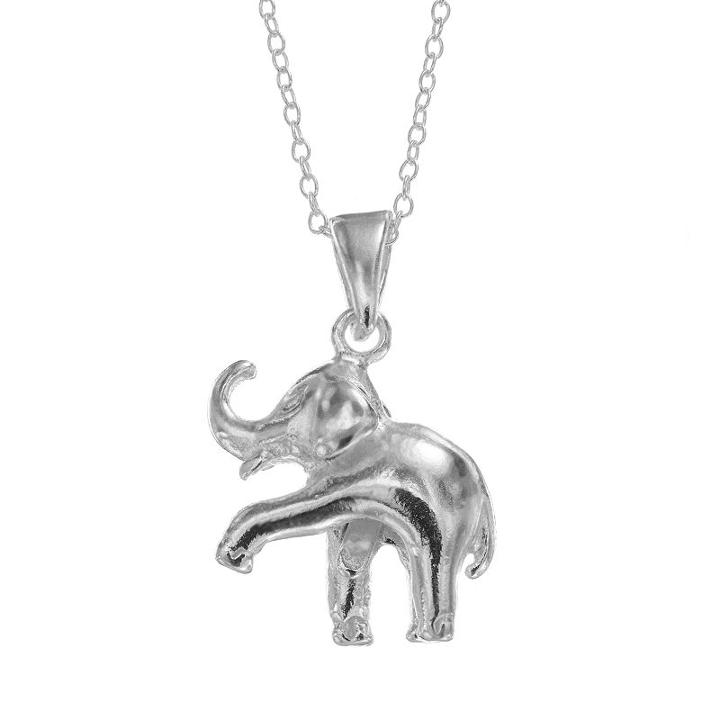 Sterling Silver Elephant Pendant Necklace, Women's, Grey