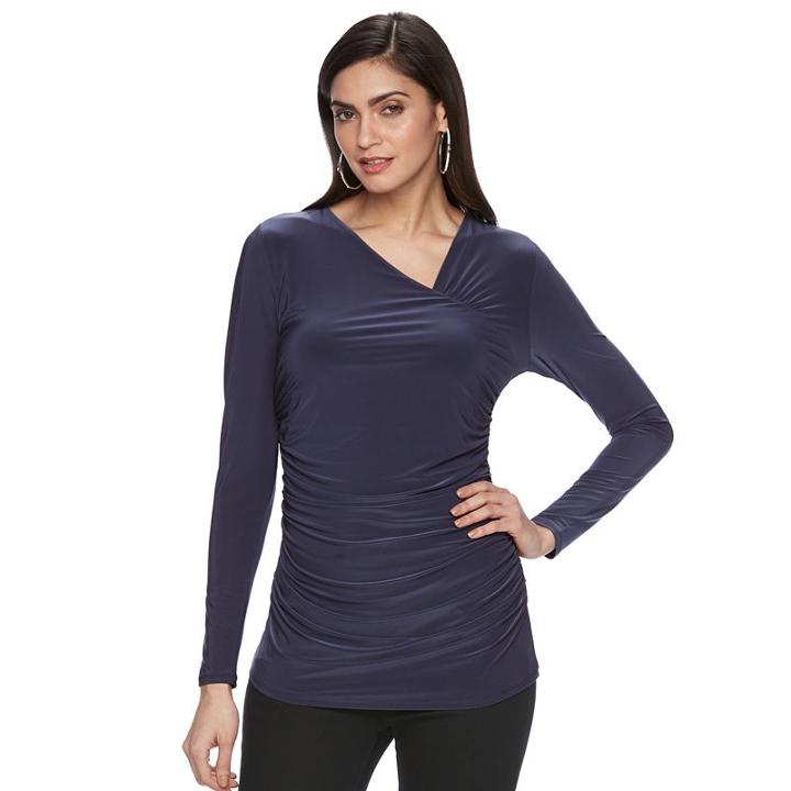 Women's Jennifer Lopez Asymmetrical Ruched Top, Size: Xl, Blue