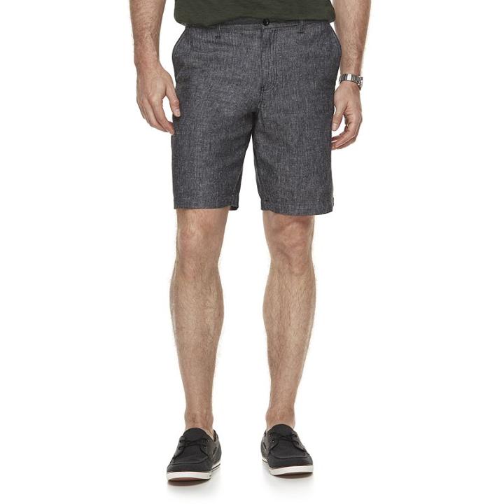 Men's Marc Anthony Slim-fit Herringbone Linen-blend Shorts, Size: 30, Black