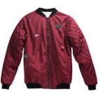 Girls 7-16 Maddie Embroidered Patches Varsity Jacket, Size: Large, Dark Red