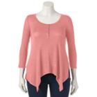 Women's Sonoma Goods For Life&trade; Handkerchief Henley Tee, Size: Large, Light Red