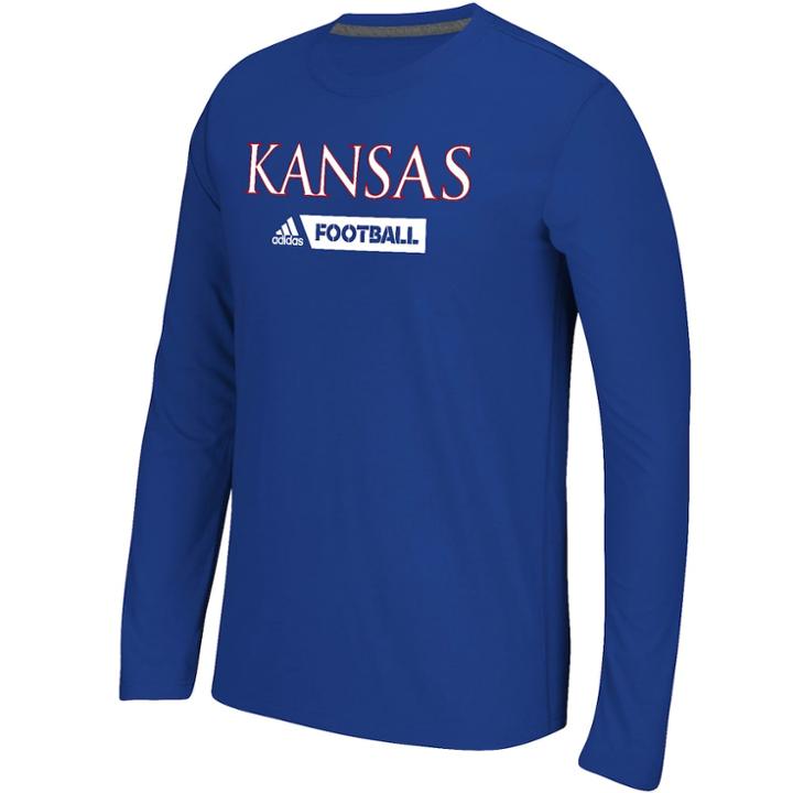 Men's Adidas Kansas Jayhawks Sideline Gridiron Tee, Size: Small, Blue