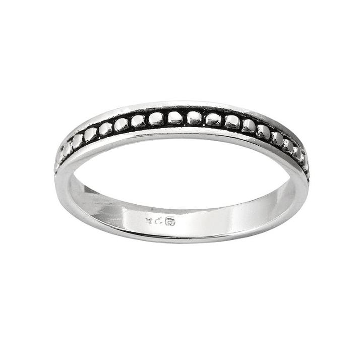 Sterling Silver Beaded Ring, Women's, Size: 3, Grey