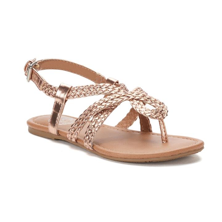 So&reg; Mime Girls' Sandals, Size: 1, Med Brown
