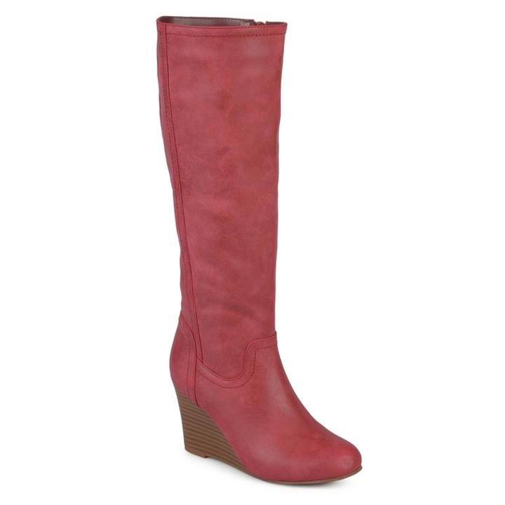 Journee Collection Langly Women's Wedge Knee High Boots, Size: Medium (12), Red