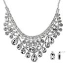 Crystal Allure Bib Necklace And Stud Earring Set, Women's, Size: 16, White