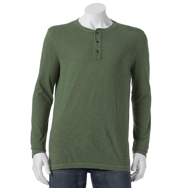 Big & Tall Sonoma Goods For Life&trade; Classic-fit Garment-dyed Slubbed Henley, Men's, Size: Xl Tall, Green