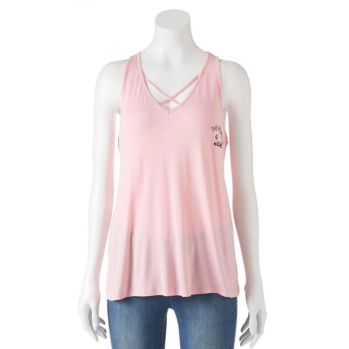 Juniors' Pop Up X Kind Campaign Answer Is Love Graphic Tank, Girl's, Size: Medium, Pink Other