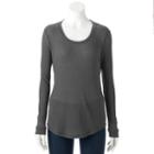 Women's Sonoma Goods For Life&trade; Essential Ribbed Scoopneck Tee, Size: Large, Grey (charcoal)
