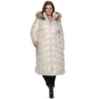 Plus Size Gallery Hooded Long Puffer Jacket, Women's, Size: 2xl, Beige Over