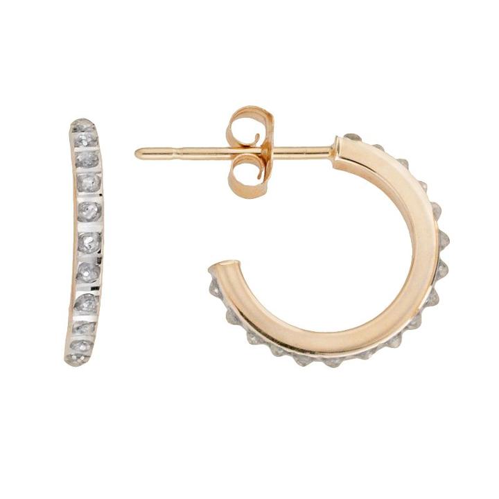 Diamond Fascination 14k Gold Semihoop Earrings, Women's, White