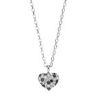 Lotopia Black & White Cubic Zirconia Sterling Silver Heart Pendant Necklace, Women's, Size: 18