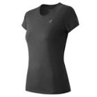 Women's New Balance Heathered Crewneck Workout Tee, Size: Large, Dark Grey