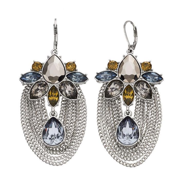 Simply Vera Vera Wang Swag Chain Nickel Free Chandelier Earrings, Women's, Light Blue