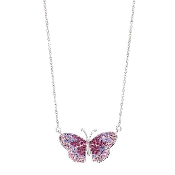 Brilliance Silver Plated Butterfly Necklace With Swarovski Crystals, Women's, Size: 18, Purple