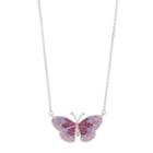 Brilliance Silver Plated Butterfly Necklace With Swarovski Crystals, Women's, Size: 18, Purple