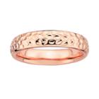 Stacks And Stones 18k Rose Gold Over Silver Hammered Stack Ring, Women's, Size: 5, Pink