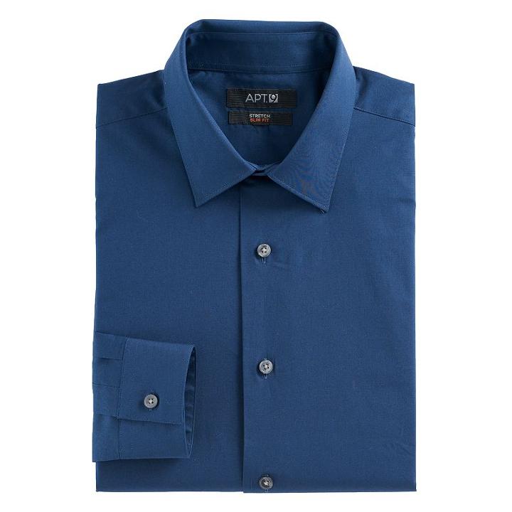 Men's Apt. 9&reg; Slim-fit Flex Collar Dress Shirt, Size: 16-32/33, Blue, Comfort Wear