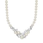 Simply Vera Vera Wang Freshwater Cultured Pearl & Lab-created White Sapphire Sterling Silver Cluster Necklace, Women's