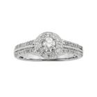 Round-cut Igl Certified Diamond Frame Engagement Ring In 10k White Gold (1/2 Ct. T.w.), Women's, Size: 8