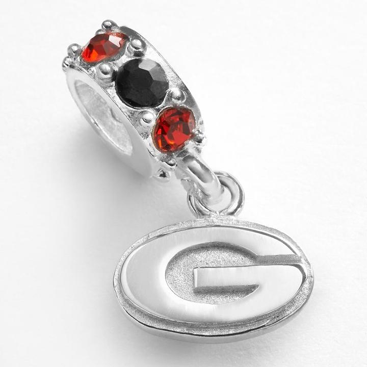 Dayna U Georgia Bulldogs Sterling Silver Crystal Logo Charm, Women's, Multicolor