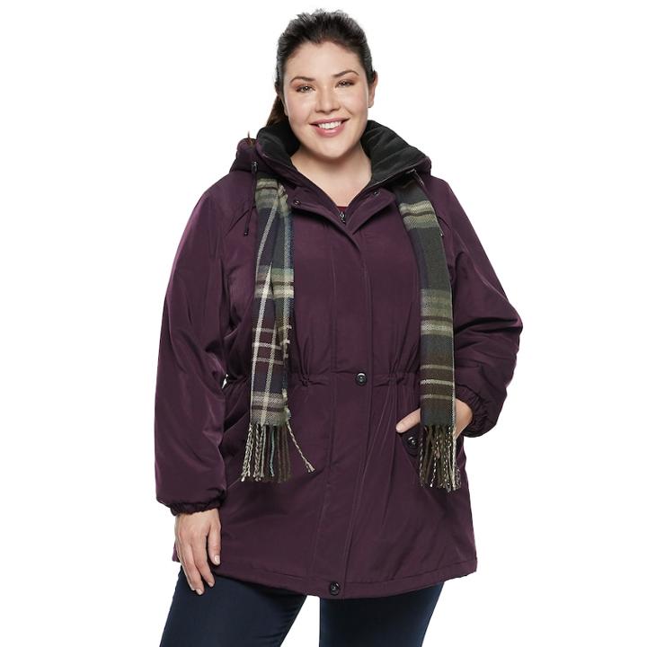 Plus Size Gallery Hooded Faux-silk Anorak Jacket, Women's, Size: 1xl, Med Purple