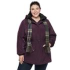 Plus Size Gallery Hooded Faux-silk Anorak Jacket, Women's, Size: 1xl, Med Purple