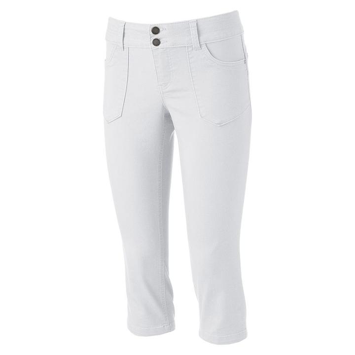 Juniors' Rewind Booty Lift Twill Capris, Girl's, Size: 11, White Oth