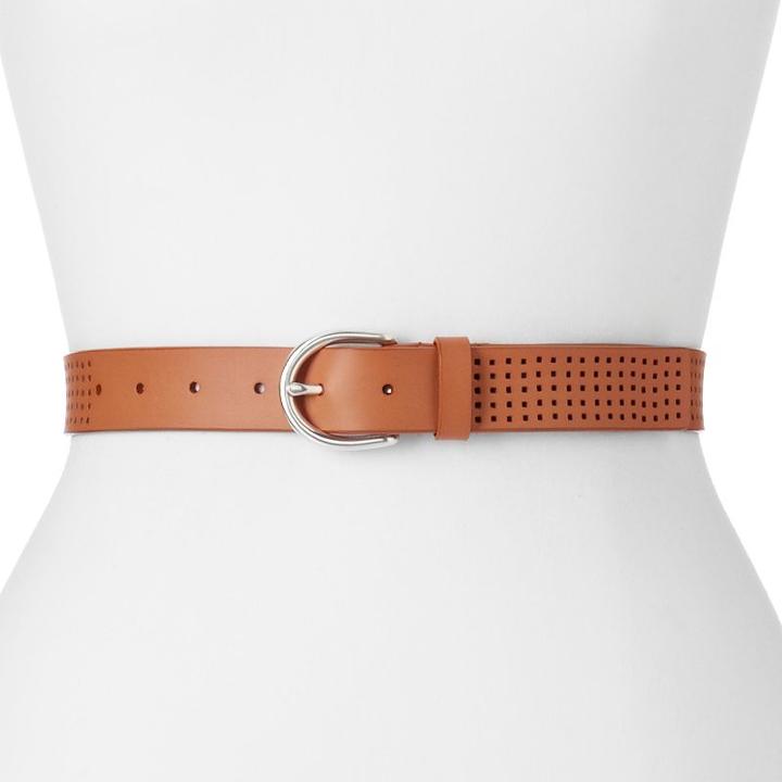 Women's Lee Perforated Leather Belt, Size: Large, Lt Brown
