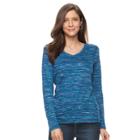 Women's Croft & Barrow&reg; Classic Long Sleeve V-neck Tee, Size: Large, Dark Blue