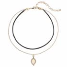 Apt. 9&reg; Double Strand Leaf Charm Choker Necklace, Women's, Black