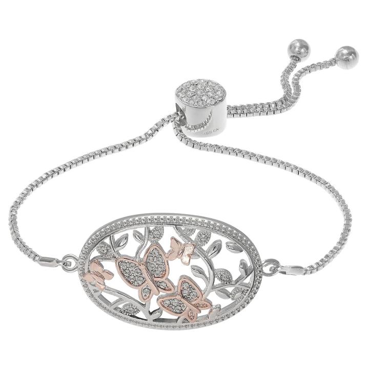 Brilliance Adjustable Butterfly Bracelet With Swarovski Crystals, Women's, Size: 8, White