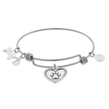 Love This Life Crystal Heart I Love My Dog Bangle Bracelet, Women's, Multicolor