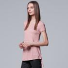 Women's Simply Vera Vera Wang Raw-edge High Low Tee, Size: Xl, Med Pink