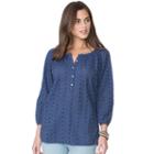 Women's Chaps Eyelet Peasant Top, Size: Xs, Blue