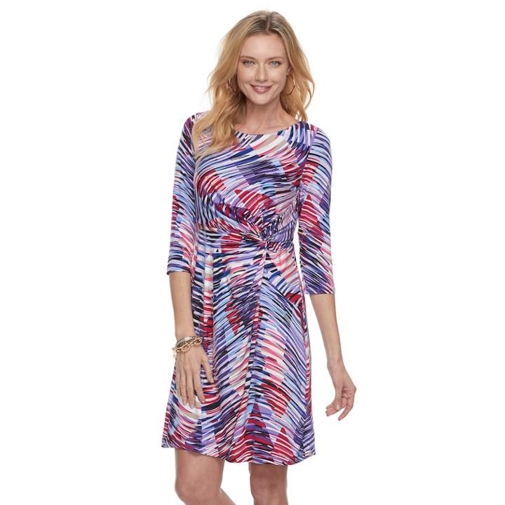 Women's Dana Buchman Printed Knot-front Dress, Size: Small, Purple