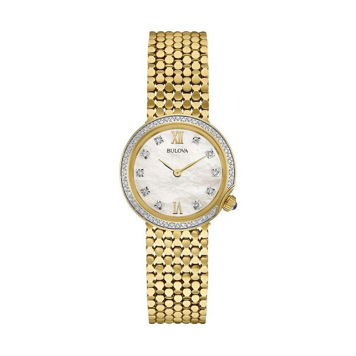 Bulova Women's Maiden Lane Diamond Stainless Steel Watch - 98r218, Yellow
