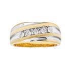 Men's Two Tone Sterling Silver 1/10 Carat T.w. Diamond Ring, Size: 9, White