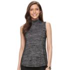 Women's Croft & Barrow&reg; Sleeveless Floral Mockneck Top, Size: Large, Black