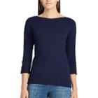 Women's Chaps Cotton-blend Boatneck Top, Size: Large, Blue