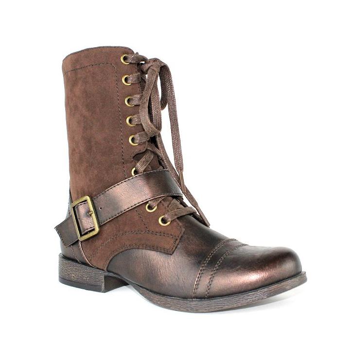Olivia Miller Blaze Women's Military Boots, Girl's, Size: 6, Brown