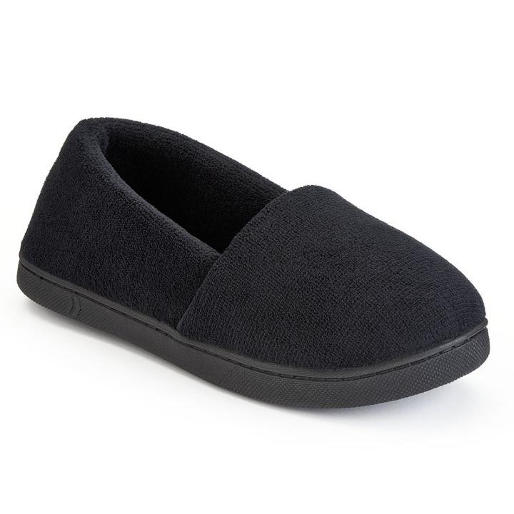 Isotoner Microterry Women's Slippers, Size: 7.5 - 8, Black