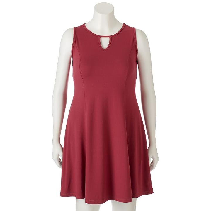 Juniors' Plus Size Mudd&reg; Keyhole Fit & Flare Dress, Girl's, Size: 3xl, Med Red
