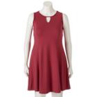 Juniors' Plus Size Mudd&reg; Keyhole Fit & Flare Dress, Girl's, Size: 3xl, Med Red