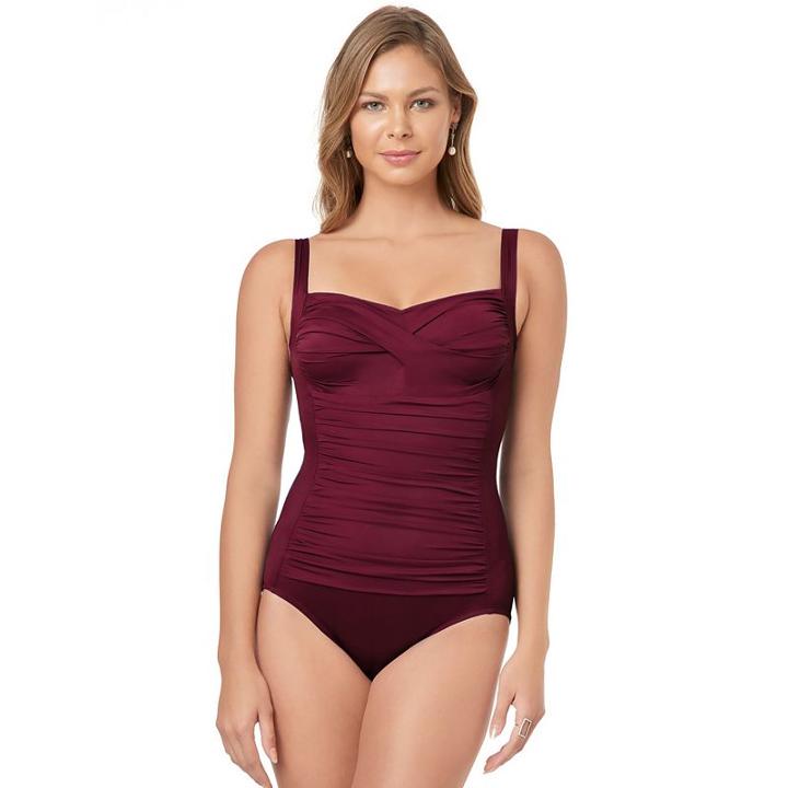 Women's Croft & Barrow&reg; Body Sculptor Control One-piece Swimsuit, Size: 14, Dark Red