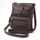 R & R Leather Zipper Leather Crossbody Bag, Women's