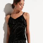 K/lab Ruffle Velvet Tank, Size: Medium, Black