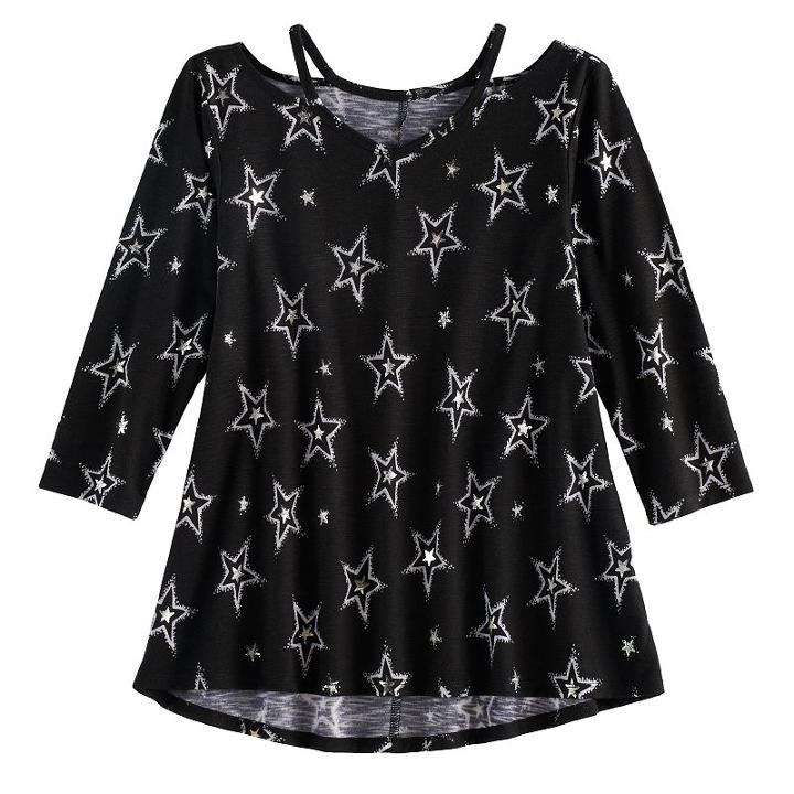 Girls 7-16 So&reg; 3/4-sleeve Strappy Legging Tee, Size: 12, Black